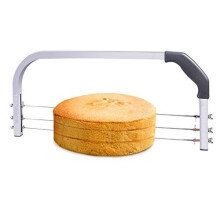 Bonviee Adjustable Cake Leveler Professional Layer Slicer Cutter 3 Blades Stainless Steel Cut Saw with 2pcs Plastic Scrapers for Baking Tools, 18" Wid