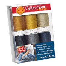 Gutermann 731144-1 Set di fili Denim 100m x 6 bobine, multicolore
