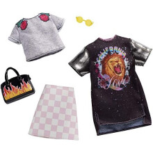 Abiti Barbie - 2 Outfit per Bambola con Vestito T-Shirt e Borsa Decorata da Fiamma, Regalo per 3-8 Anni