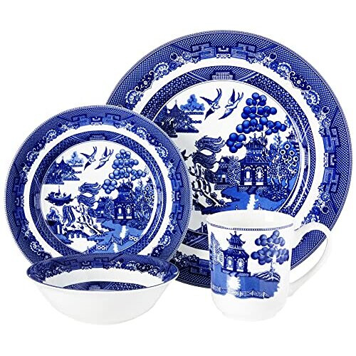 Johnson Brothers Willow 4 Piece Place Setting, blue and white