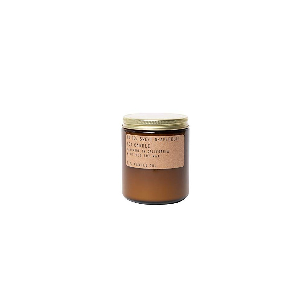 Pf Candle Co. Sweet Grapefruit Classic Standard Geurende Sojawaskaars (7,2 Oz) 40-50 Uur Brandtijd, Katoenen Lont, Amberkleurige Glazen Pot-image