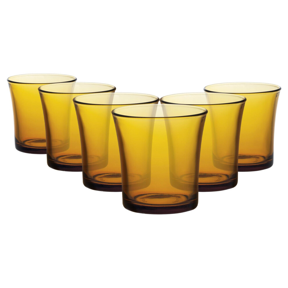 6x Amber 210ml Lys Tumbler Glasses - Glass Water Wine Whiskey Gin Juice Cocktail Drinking Glassware Cup Set - by Duralex