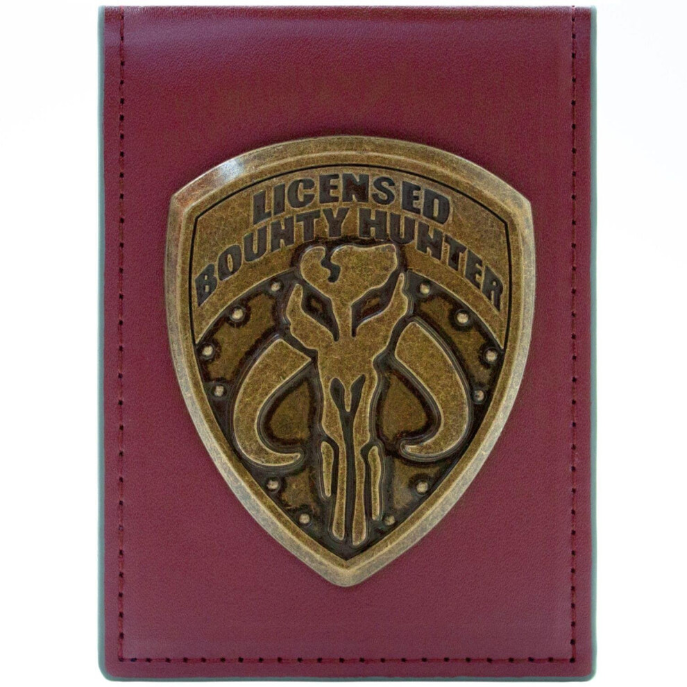 Star Wars Mandalorian Boba Fett Bounty Hunter Metal Badge Red ID and Card Holder Wallet