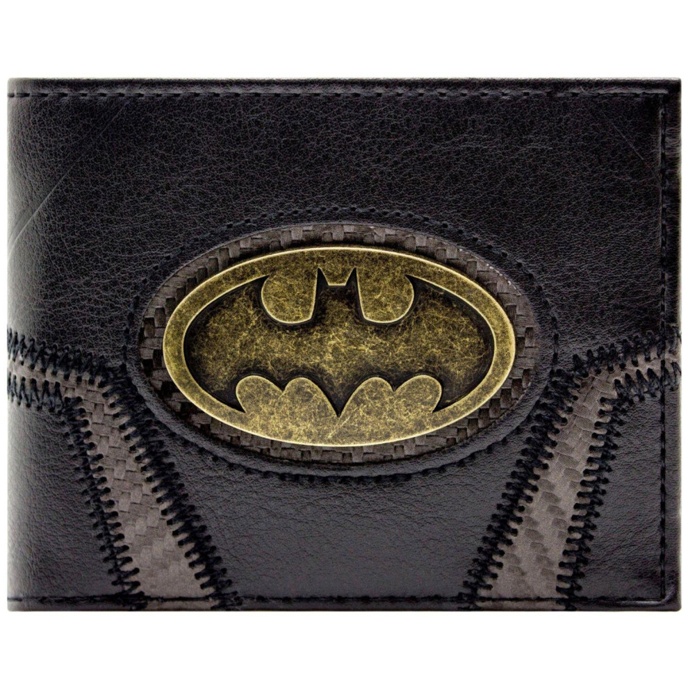 Batman Suit Up Gold Badge Black ID and Card Bi-Fold Wallet