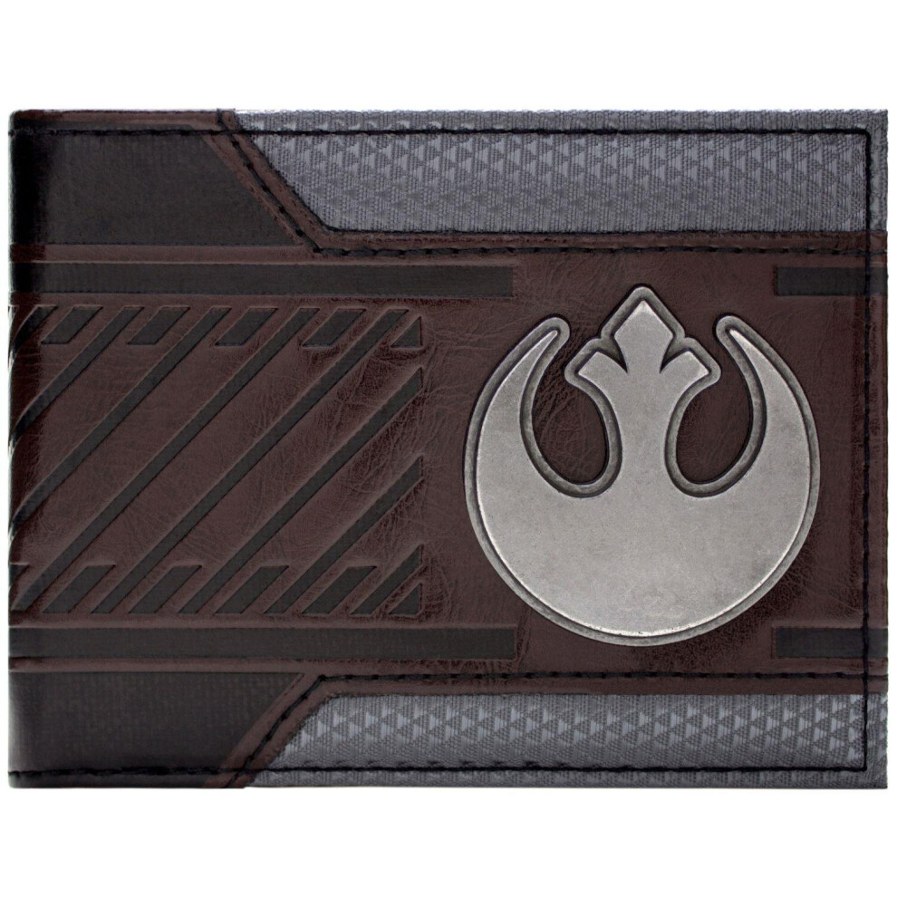 Star Wars Rebel Alliance Silver Starbird Badge Id And Card Bi-Fold Wallet Brown