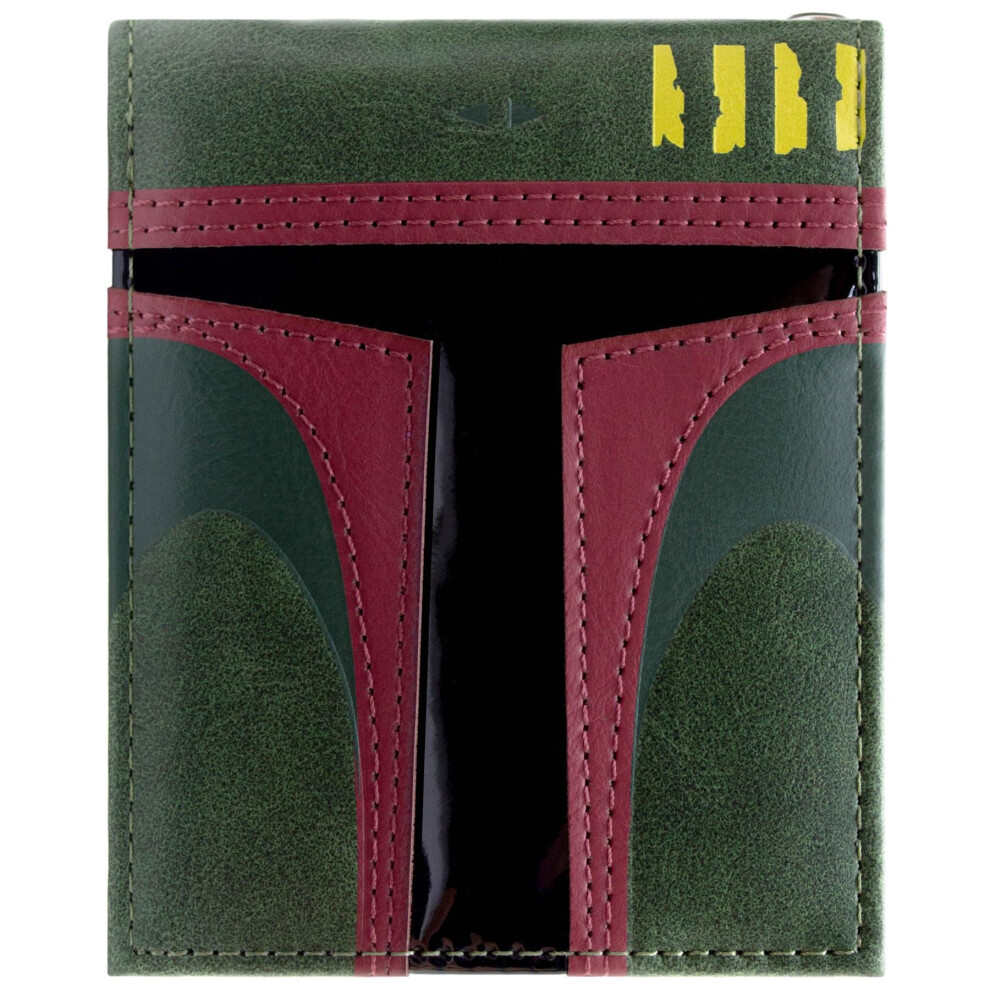 Star Wars Mandalorian Boba Fett Bounty Hunter Helmet Green ID and Card Bi-Fold Wallet