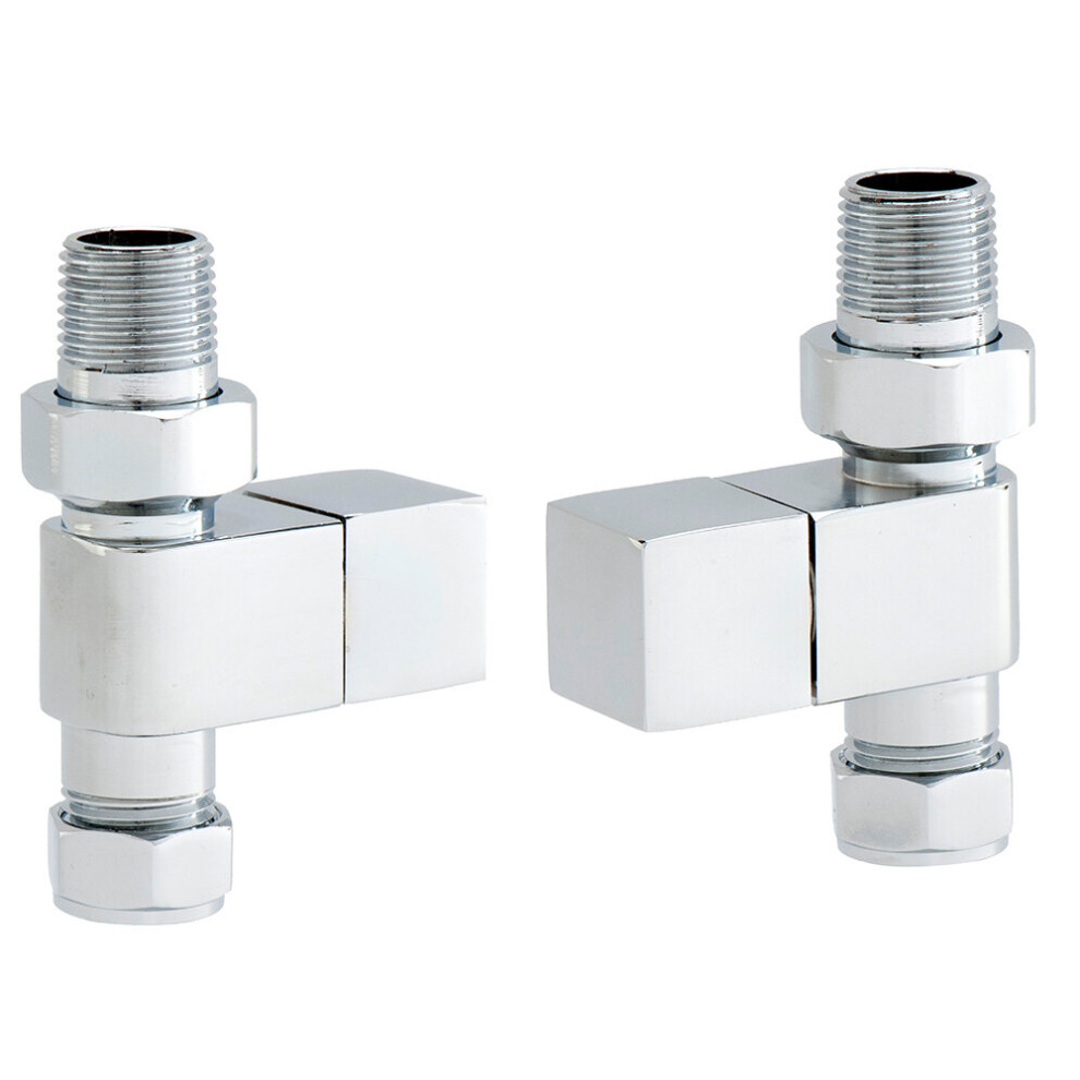 Radiator Valves Straight Square Head Design Heated Towel Rail Valve 15mm x 1/2"