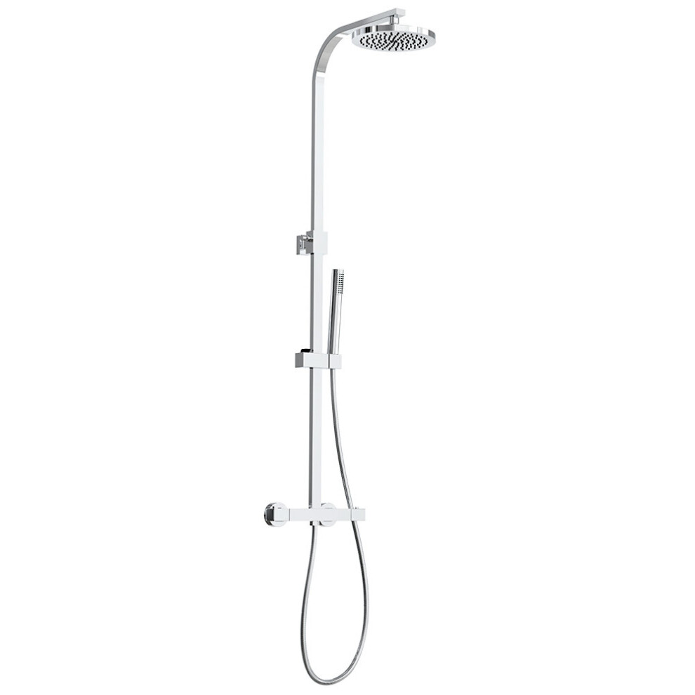 Modern Round Head Thermostatic Shower Set with 8" Overhead Rainfall Shower Taps