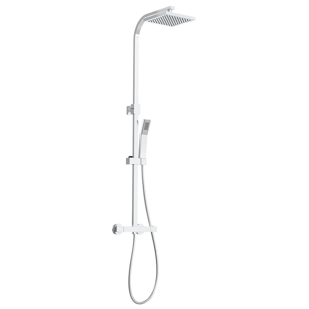 Modern Square Head Thermostatic Shower Set with 8" Overhead Rainfall Shower Taps