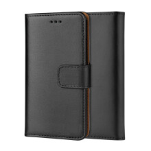 (Black) Genuine Leather Wallet Book Case for iPhone 6G/S