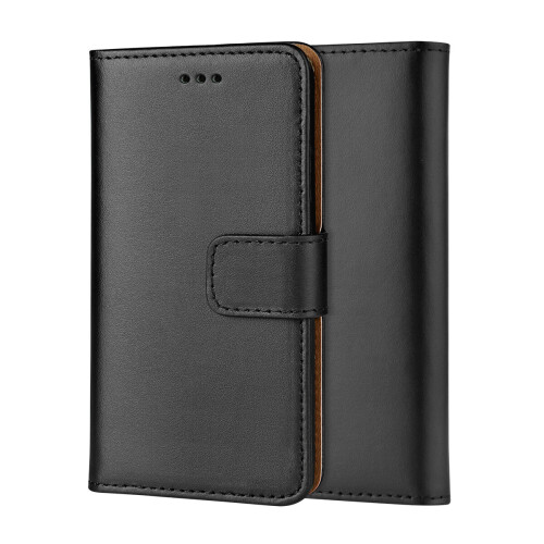 (Black) Genuine Leather Wallet Book Case for iPhone 6G/S