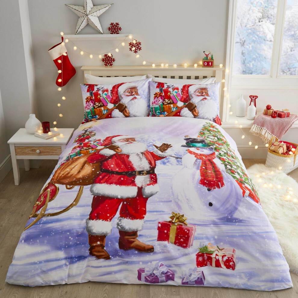 Fusion Christmas Santa & Snowy Duvet Cover Multi Single