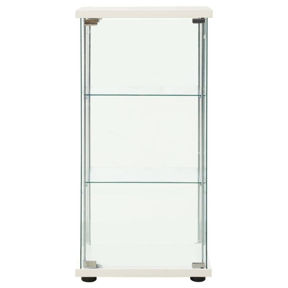 vidaXL Storage Cabinet Tempered Glass White Cupboard Sideboard Bookcase Indoor