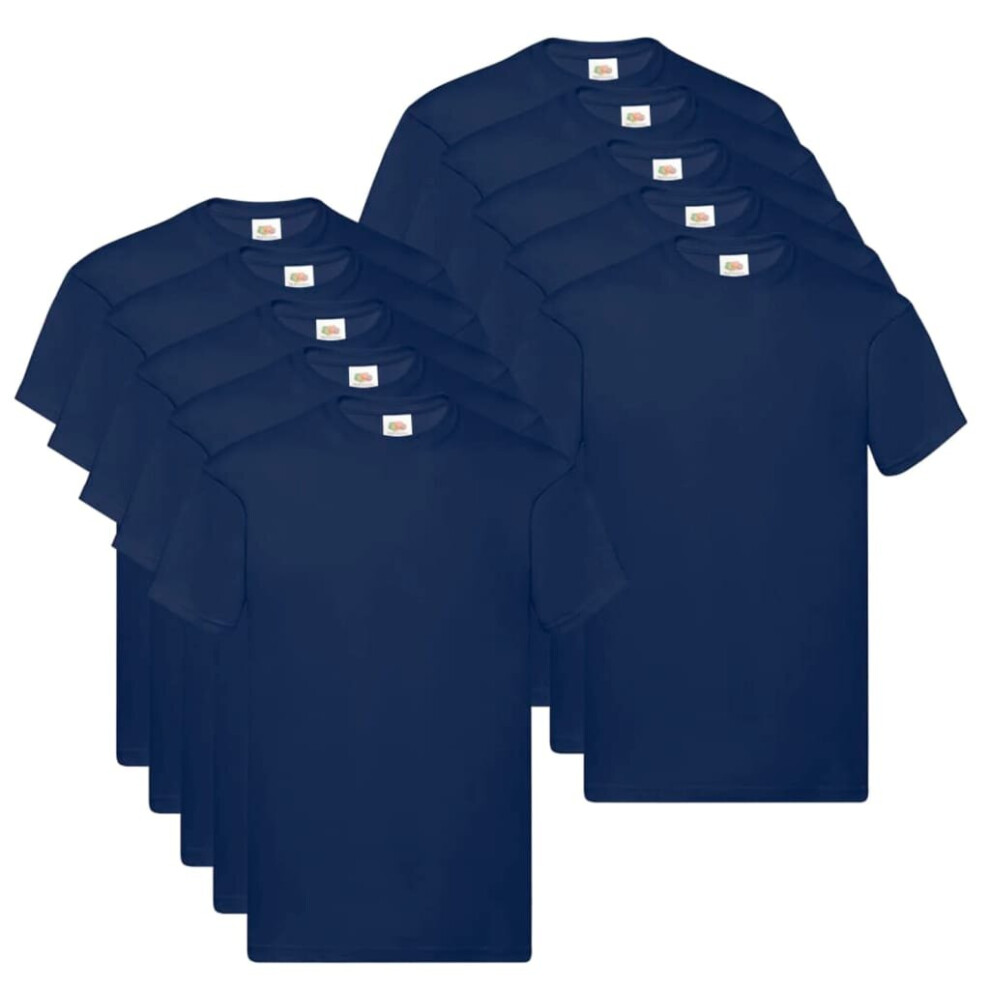 Fruit of the Loom 10x Original T-shirts Navy 3XL Cotton Casual Shirts Tops
