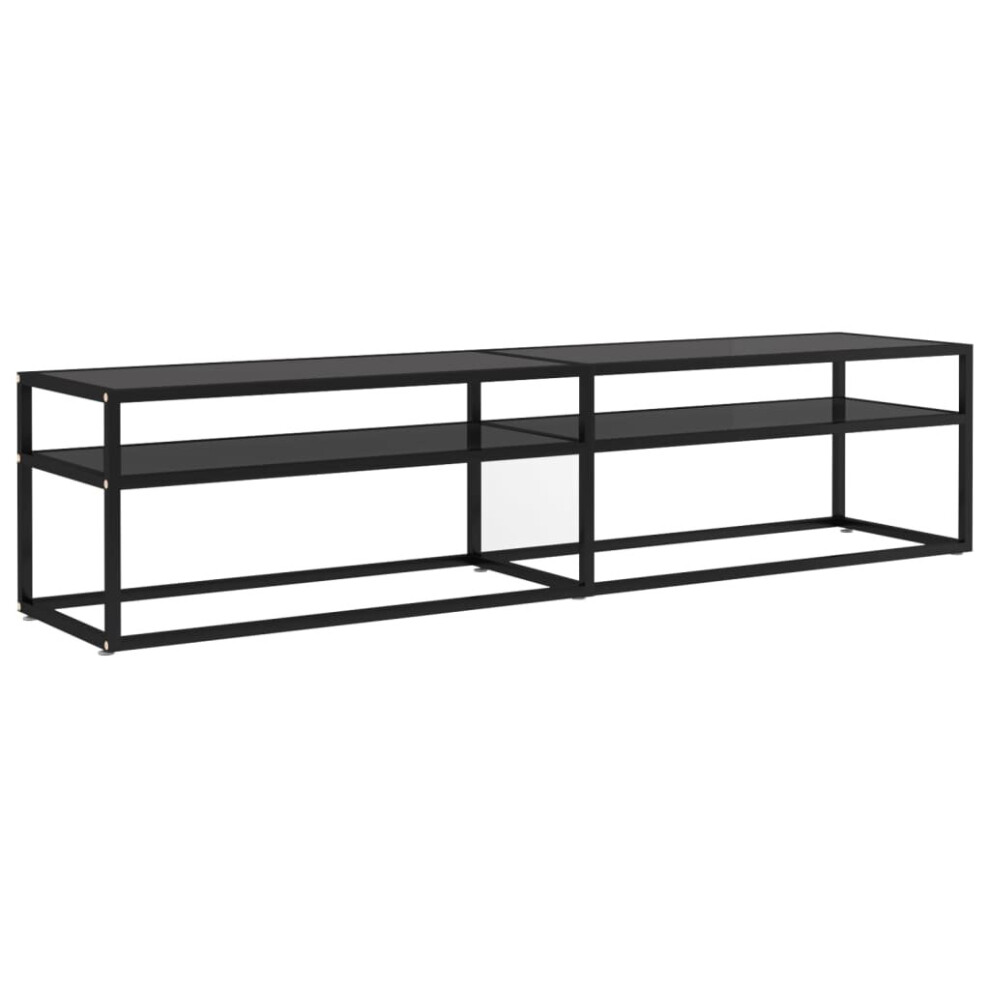 vidaXL TV Cabinet Black Tempered Glass Home Stereo Hifi Cabinet TV Stand Unit