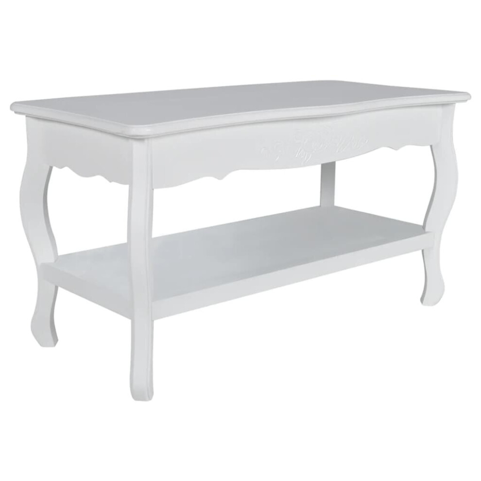 vidaXL Coffee Table 2 Tiers MDF White Home Living Room Furniture Plant Stand