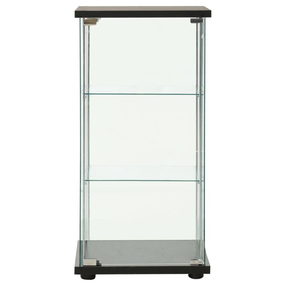 Vidaxl Storage Cabinet Tempered Glass Black Cupboard Sideboard Bookcase Indoor