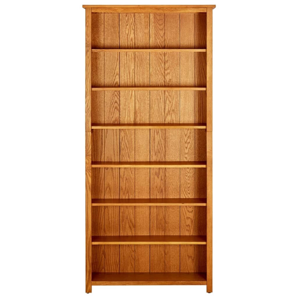 vidaXL Solid Oak Wood 7-Tier Bookcase Book Display Standing Shelf Furniture