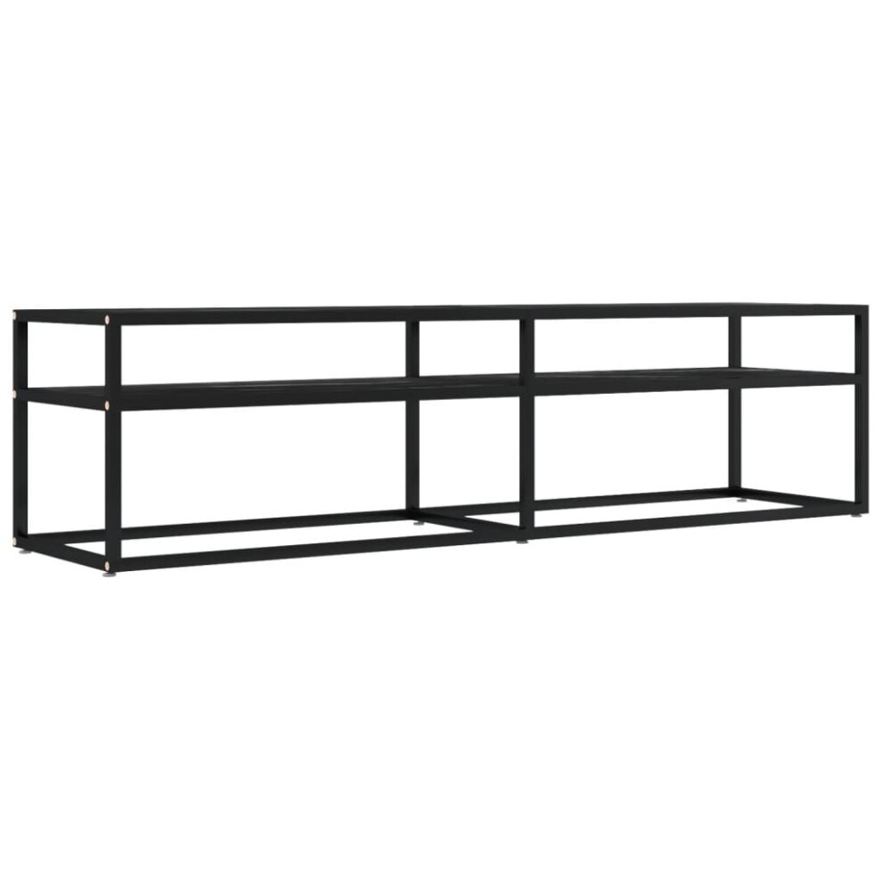 Vidaxl Black Tv Cabinet Marble Tempered Glass Stereo Hifi Cabinet Tv Stand