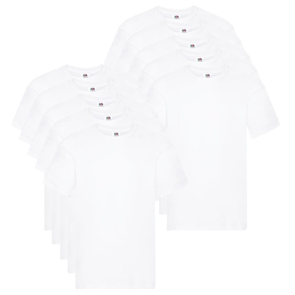 Fruit of the Loom 10x Original T-shirts White 2XL Cotton Basic Casual Shirts