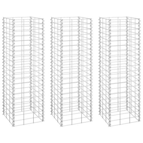 vidaXL 3x Gabion Raised Beds Iron Garden Patio Gabion Basket Planter Wall