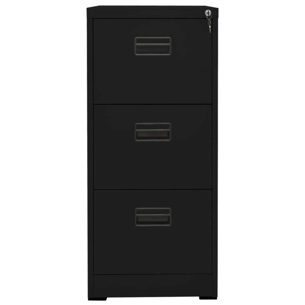 vidaXL Filing Cabinet Black Steel Office Storage File Drawer Document Cabinet