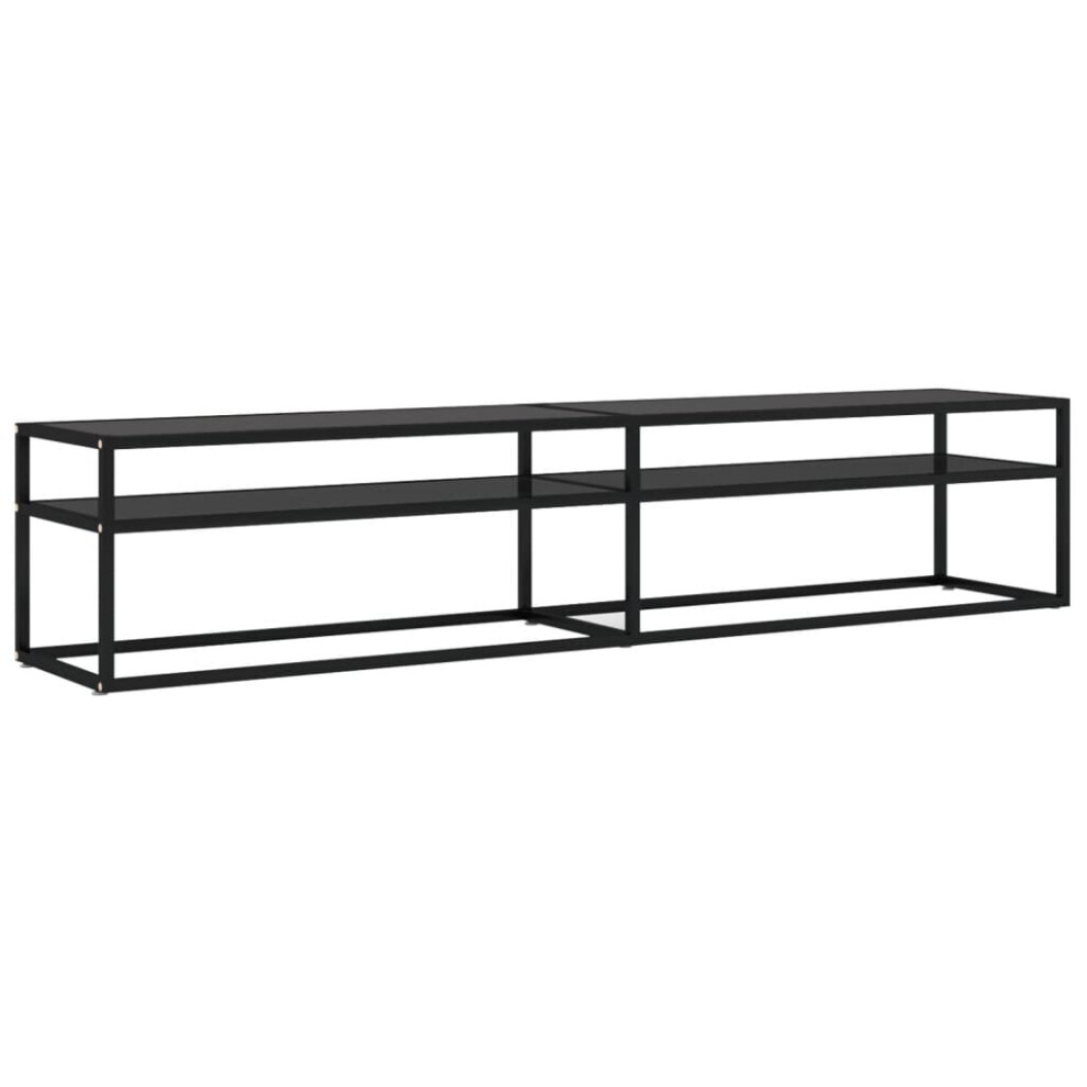 Vidaxl Tv Cabinet Black Tempered Glass Home Stereo Hifi Cabinet Tv Stand Unit