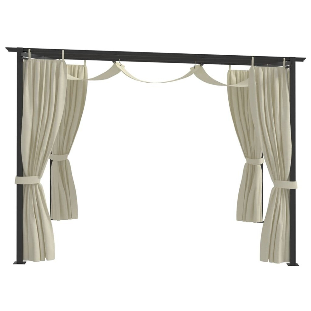 Vidaxl Gazebo With Curtains 3M Cream Steel Outdoor Patio Garden Canopy Tents