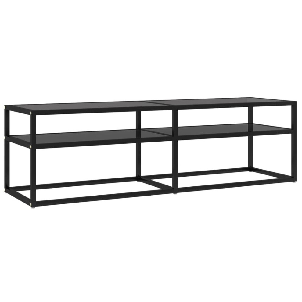 vidaXL TV Cabinet Black Tempered Glass Home Stereo Hifi Cabinet TV Stand Unit