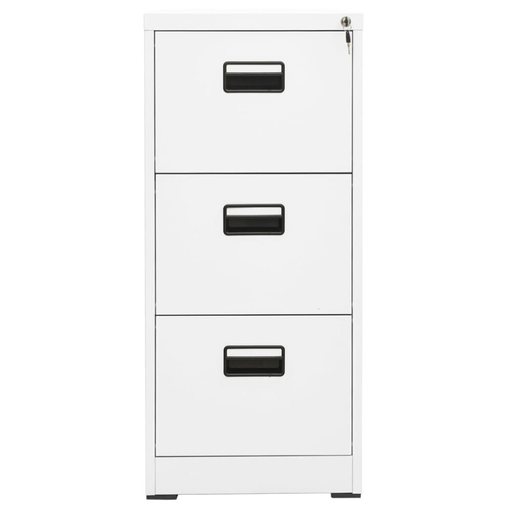 vidaXL Filing Cabinet White Steel Office Storage File Drawer Document Cabinet