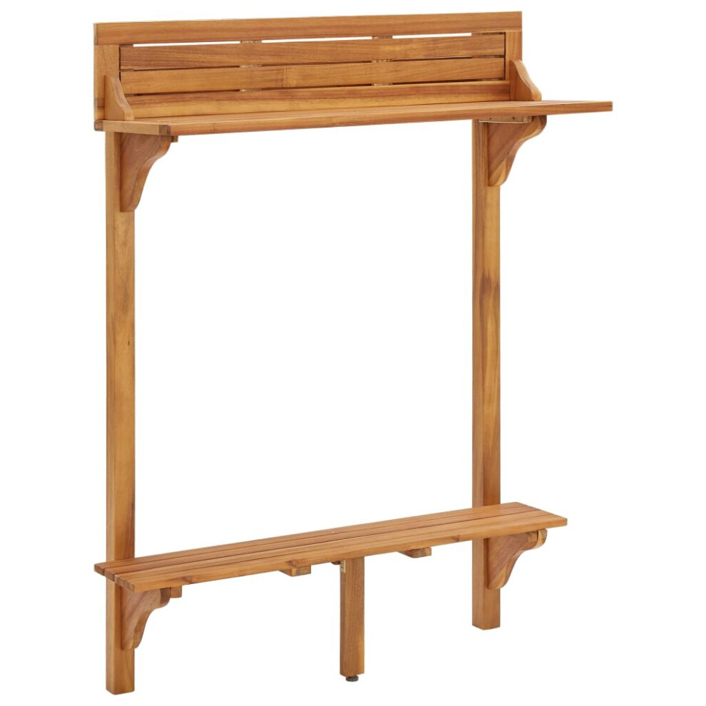 Vidaxl Solid Acacia Wood Balcony Bar Table Garden Wooden Desk Dining Table