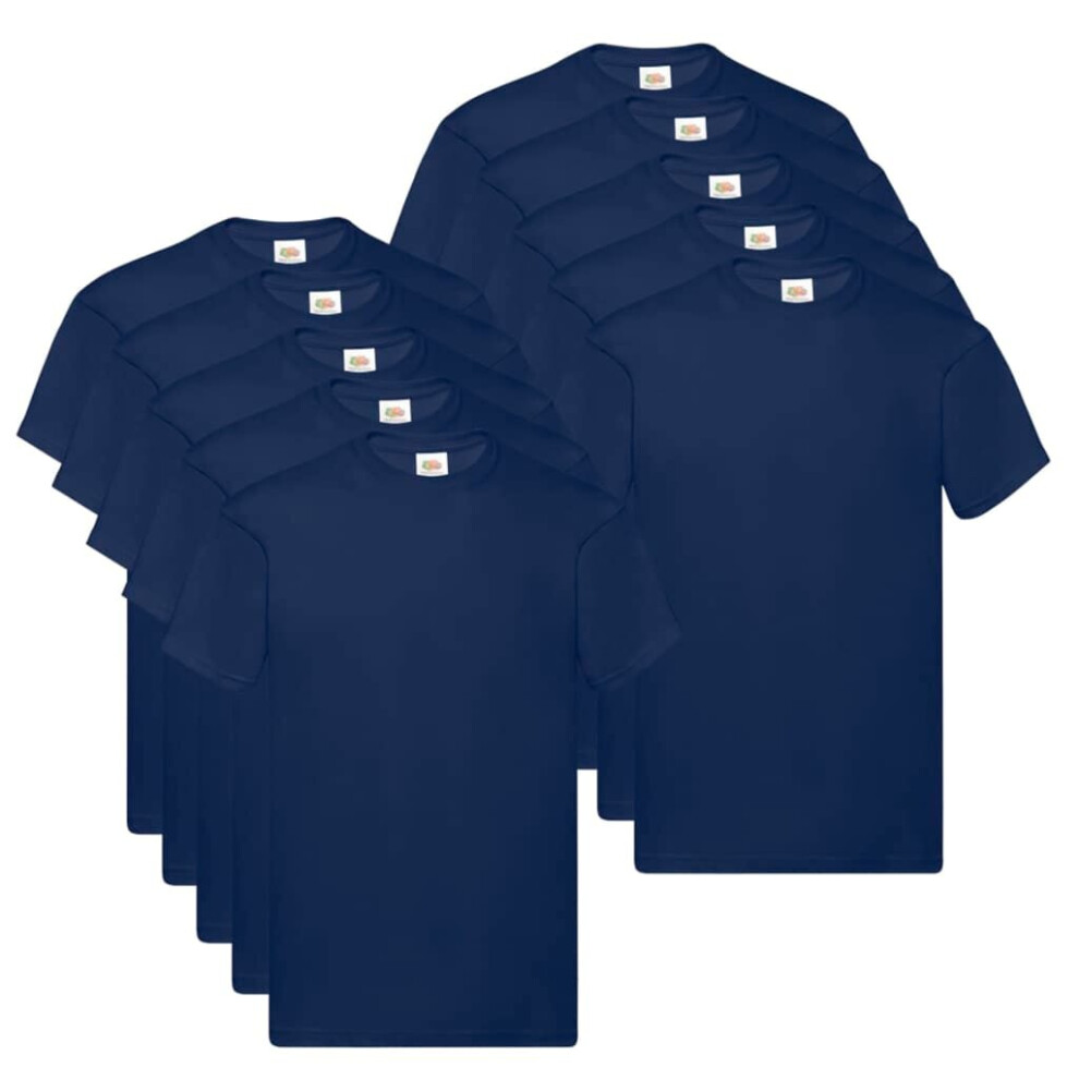 Fruit of the Loom 10x Original T-shirts Navy L Cotton Basic Casual Shirts Tops