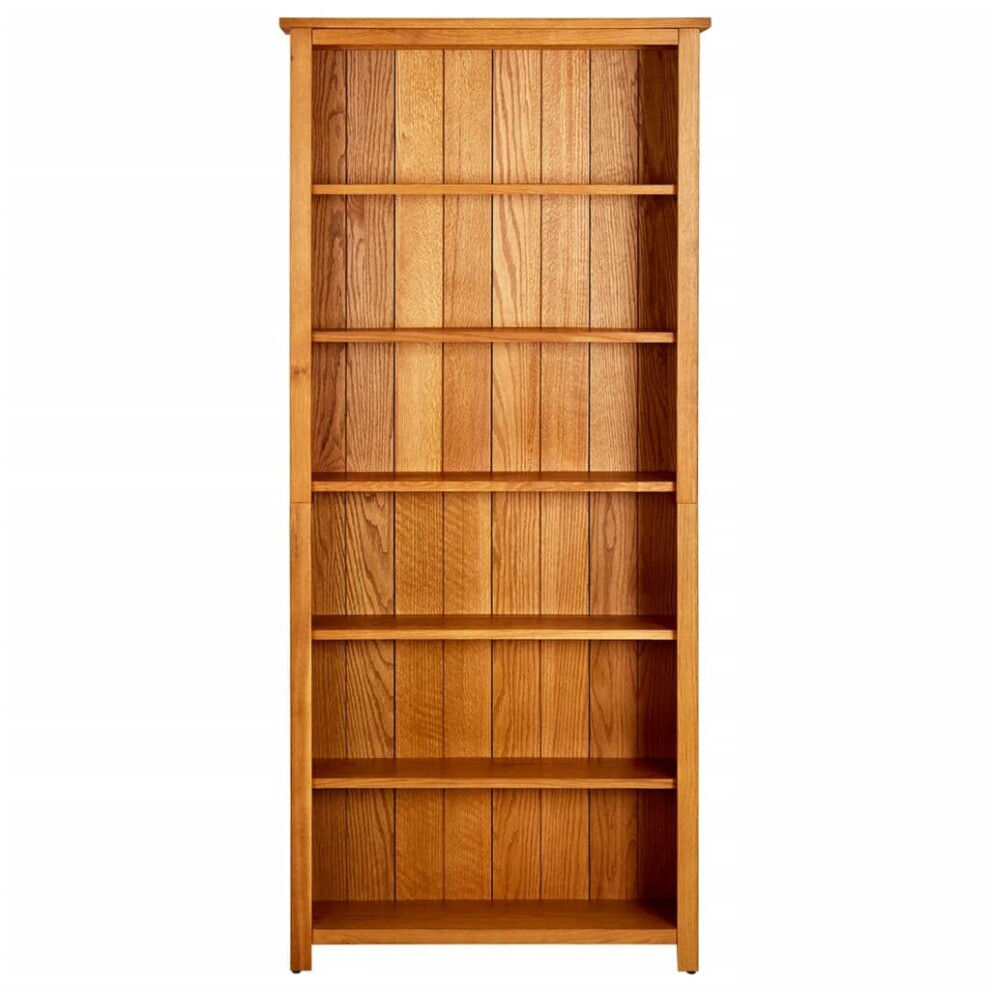 Vidaxl Solid Oak Wood 6-Tier Bookcase Brown Bookshelf Display Stand Cabinet