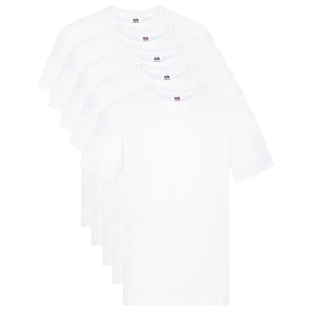 Fruit of the Loom 5x Original T-shirts White M Cotton Basic Casual Men Shirts