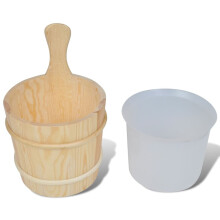 vidaXL Sauna Accessory 5 Piece Bucket Spoon Hourglass Thermo-hygrometer Saunas