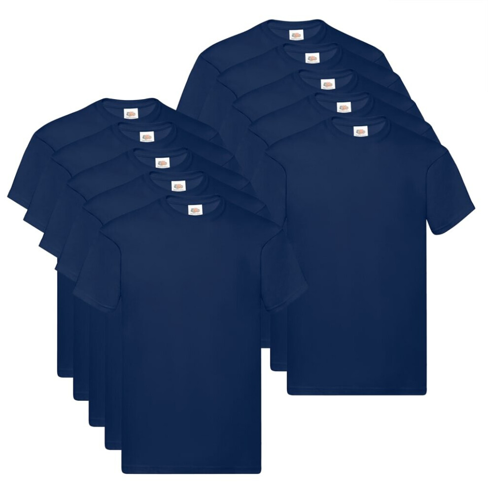 Fruit of the Loom 10x Original T-shirts Navy 2XL Cotton Clothing Casual Shirt