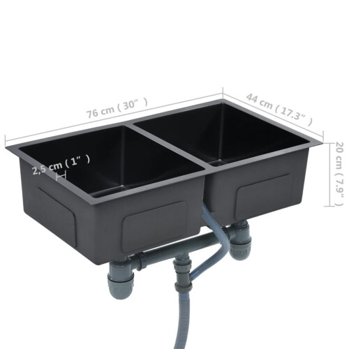 VidaXL vidaXL Handmade Kitchen Sink Black Stainless Steel Under-mount Kitchen Basin 1