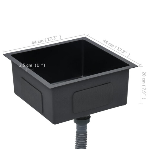 VidaXL vidaXL Handmade Kitchen Sink Black Stainless Steel Under-mount Kitchen Basin 1