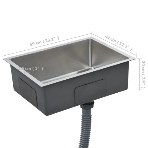 VidaXL vidaXL Handmade Kitchen Sink Stainless Steel Under-mount Kitchen Sink Basin 1