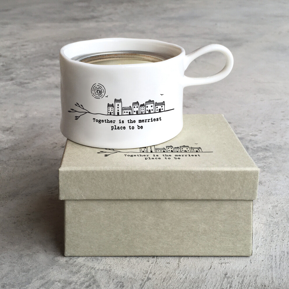 East Of India Together Is The Merriest Place Candle In A Tin Inside Handled Candle Holder Gift Idea