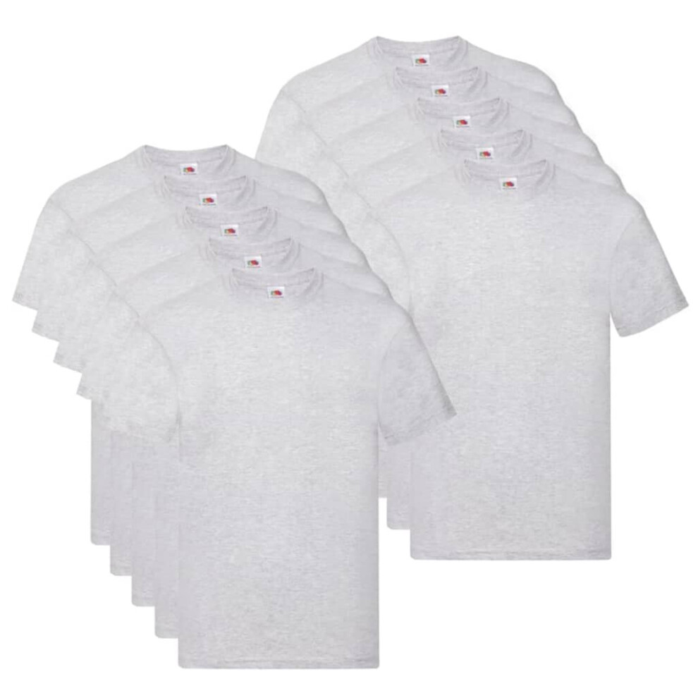 Fruit of the Loom 10x Original T-shirts Grey 2XL Cotton Basic Casual Shirts