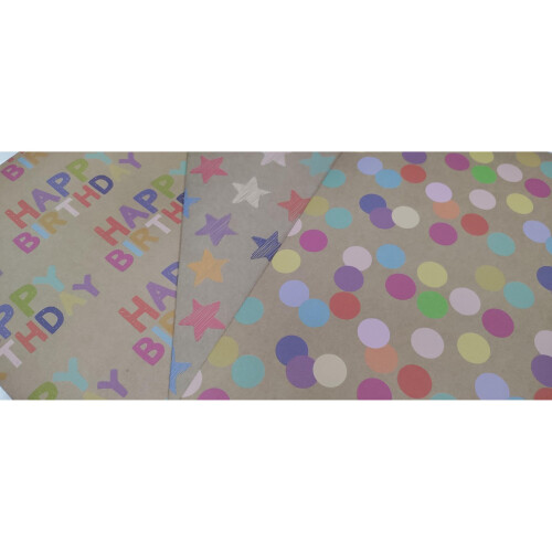 Eco Birthday Wrapping Paper 6 XL Sheets String Tags Recyclable 1
