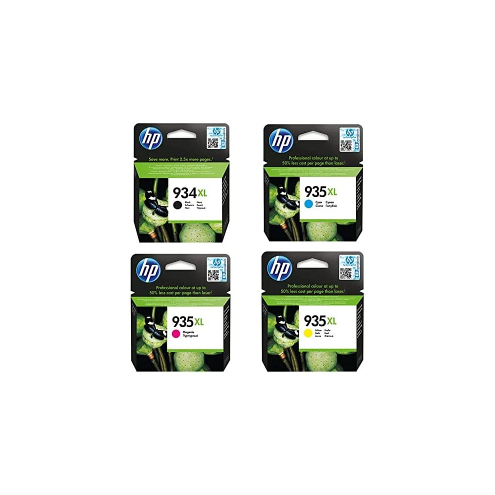 HP 934XL Multipack Original Ink Cartridges (Black, Cyan, Magenta, Yellow) with High Yield for HP Officejet Pro