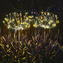 (Warm) 2 Pack Solar Firework Lights 120 Led Dandelion Lights For Garden Patio Lawn Christmas Decor