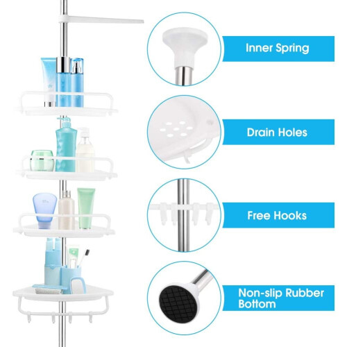 4 Tier Adjustable Telescopic Bathroom Shower Corner Rack Shelf Caddy 1