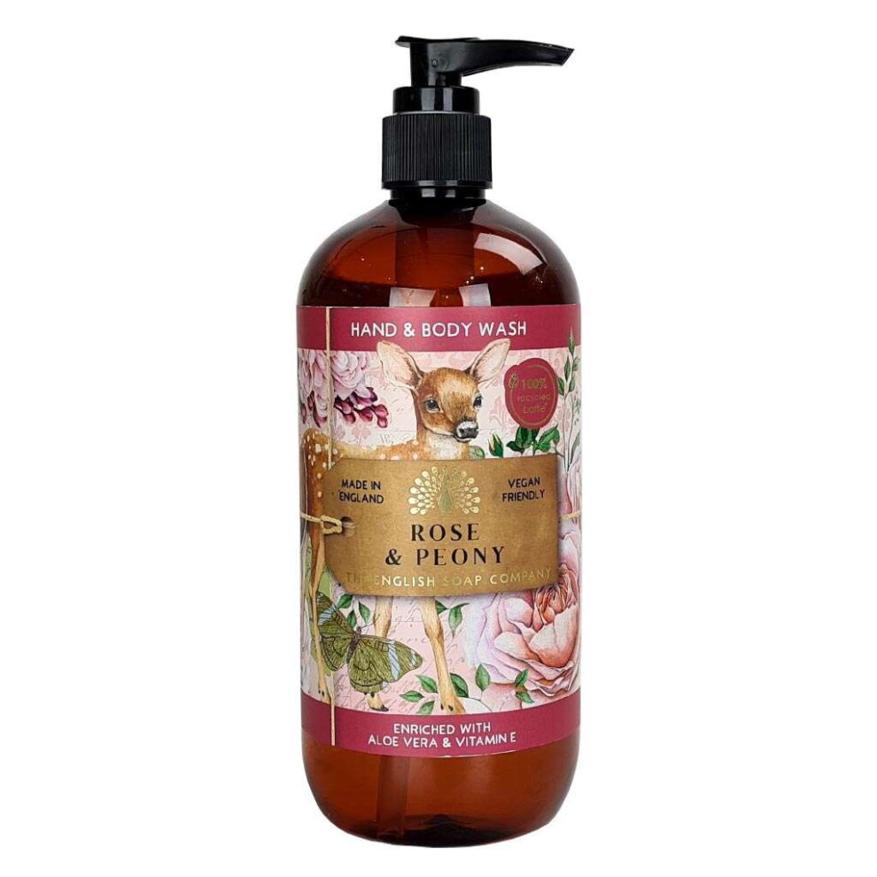 Photos - Shower Gel English Soap Company Vegan Rose and Peony Hand & Body Wash 500ml Bottle