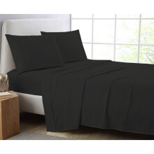(Black, King) Full Flat Sheet Bed Sheets 100% Poly Cotton Single Double King Super King Size