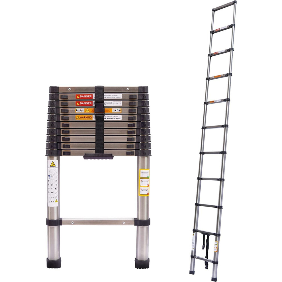Telescoping Ladder 3.2M Expandable Collapsible Step Ladder for DIY Builders EN131 Certified