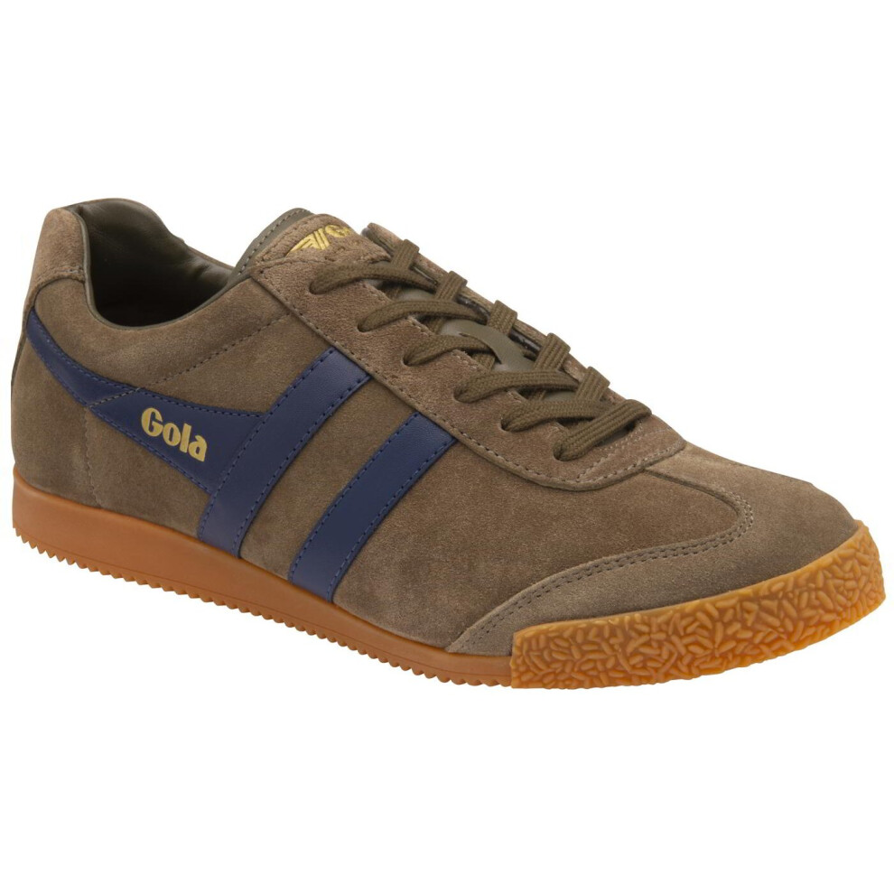 (Khaki Navy, UK 8) Gola Harrier Classics Mens Retro Khaki Sneakers Lace Up Trainers Shoes