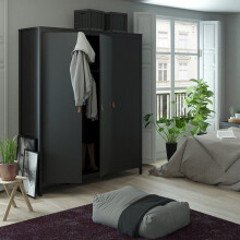 Barcelona Wardrobe with 3 doors in Matt Black for Bedroom Living room